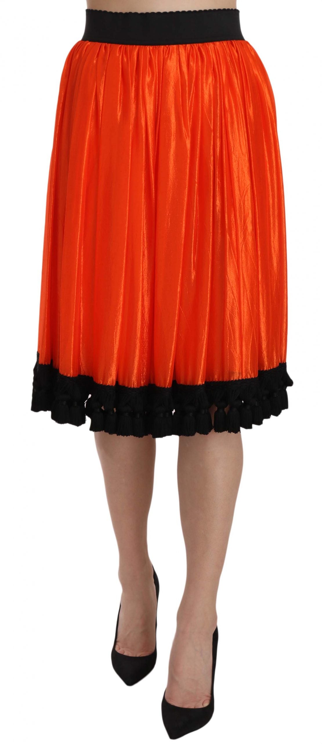 Dolce &amp; Gabbana Orange High Waist Knee Length Skirt