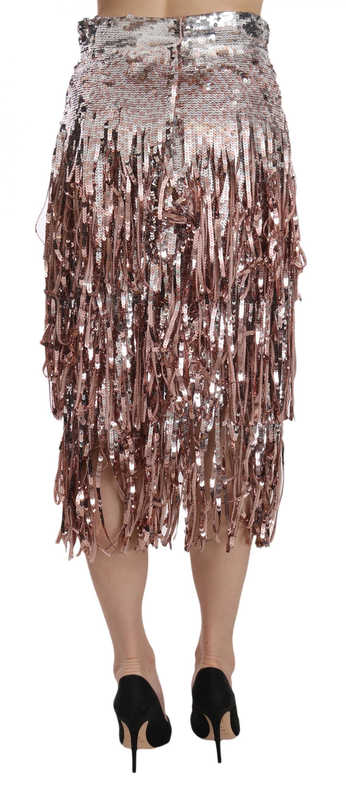 Dolce &amp; Gabbana Sequin Embellished Fringe Midi Pencil Skirt