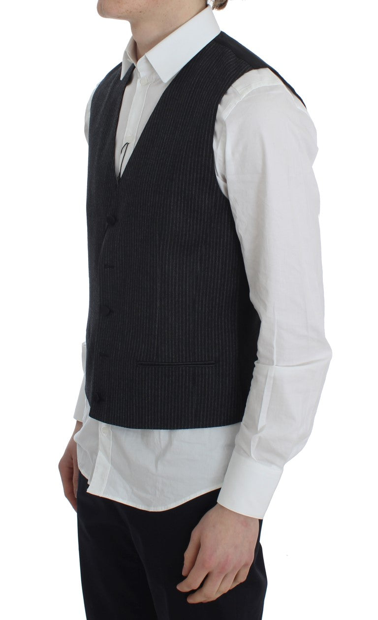 Dolce &amp; Gabbana Gray Striped Formal Vest