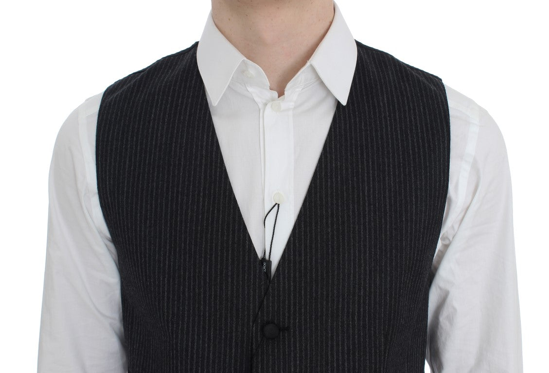 Dolce &amp; Gabbana Gray Striped Formal Vest