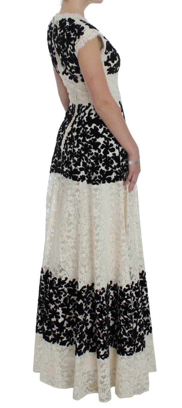 Dolce &amp; Gabbana Floral Lace Ricamo Long Ball Maxi Dress