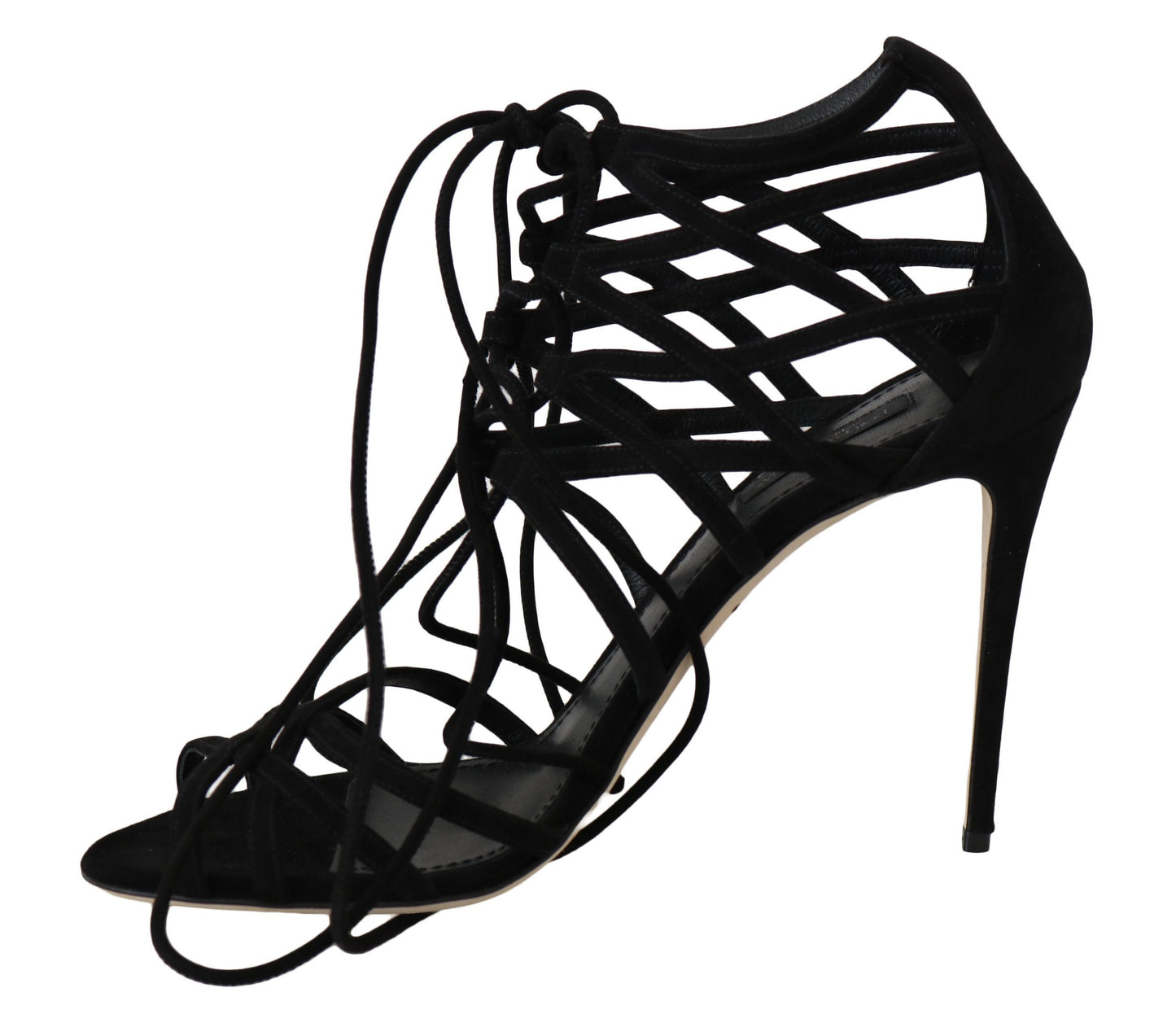 Dolce &amp; Gabbana Black Suede Strap Stiletto Sandals