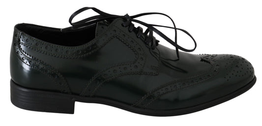 Dolce &amp; Gabbana Green Leather Broque Oxford Wingtip Shoes