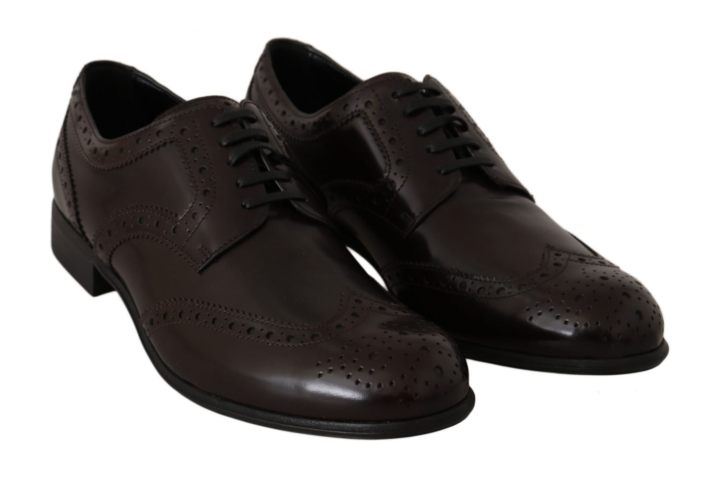 Dolce &amp; Gabbana Brown Leather Broques Oxford Wingtip Shoes