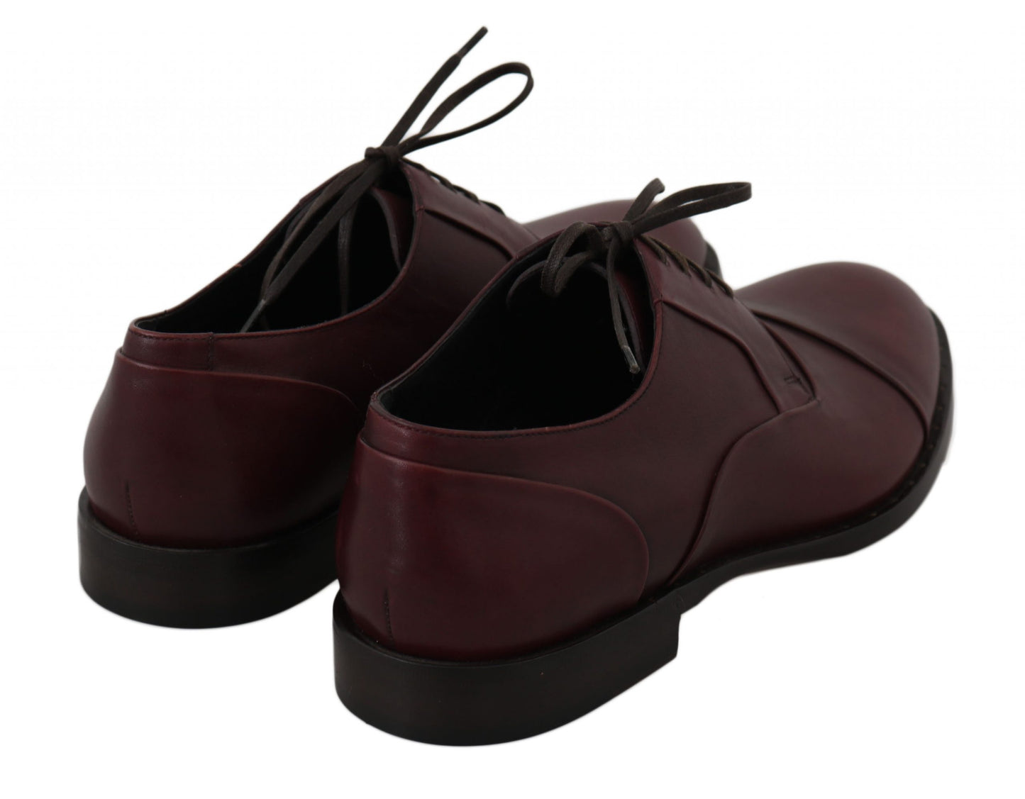 Dolce &amp; Gabbana Red Bordeaux Leather Derby Formal Shoes