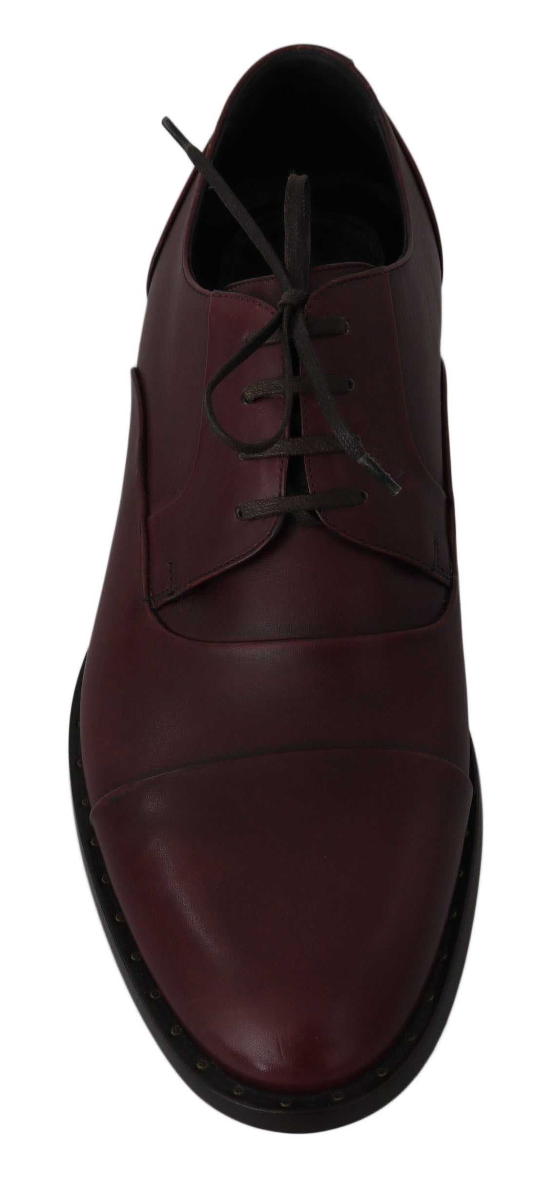 Dolce &amp; Gabbana Red Bordeaux Leather Derby Formal Shoes