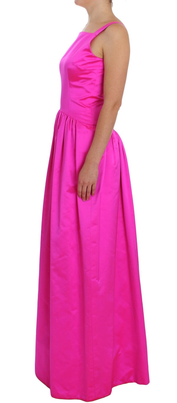 Dolce &amp; Gabbana Pink Silk Long Sheath Ball Gown Dress