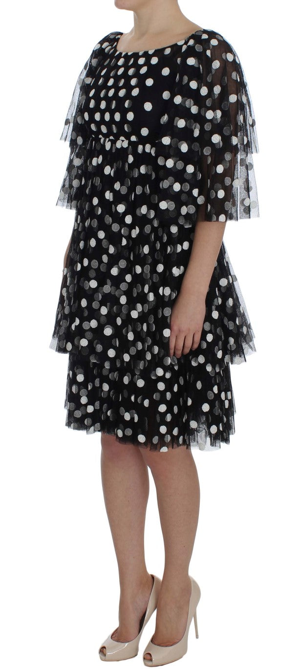 Dolce &amp; Gabbana Black White Polka Dotted Ruffled Dress