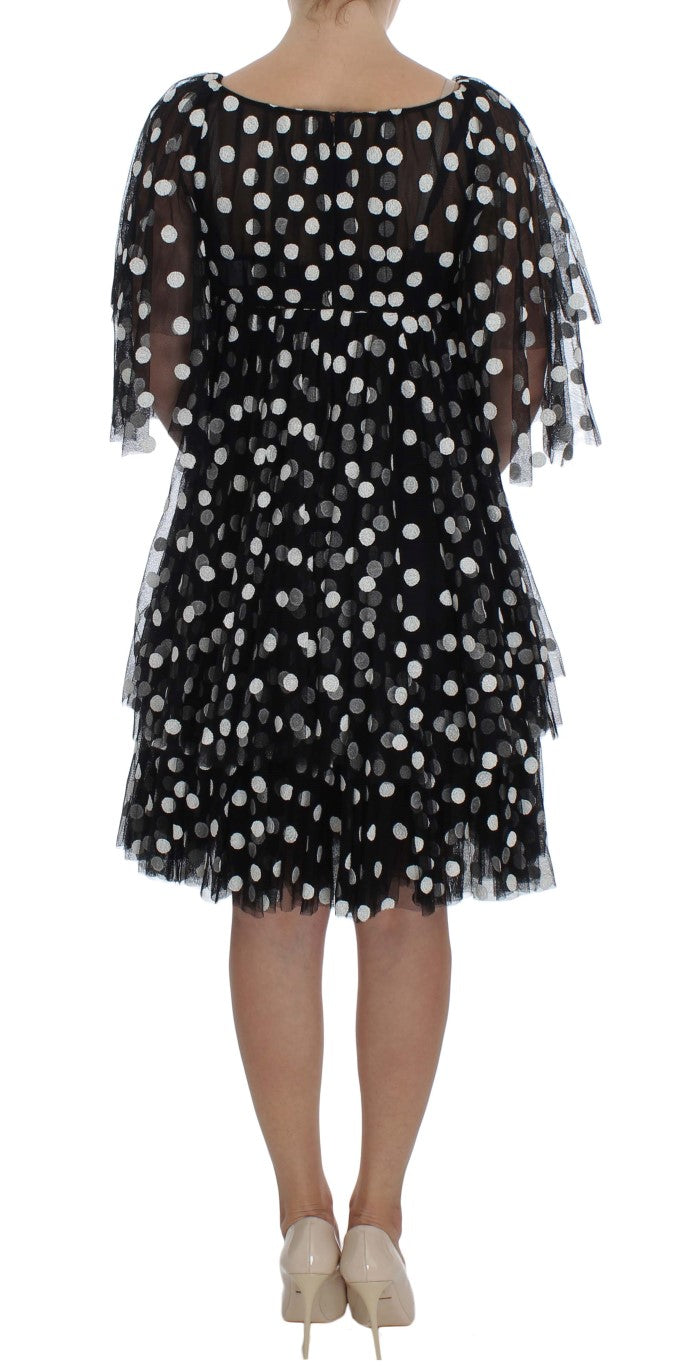 Dolce &amp; Gabbana Black White Polka Dotted Ruffled Dress