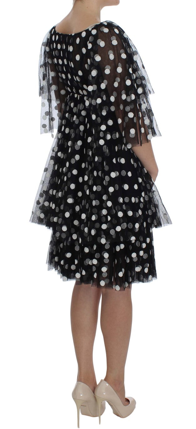 Dolce &amp; Gabbana Black White Polka Dotted Ruffled Dress