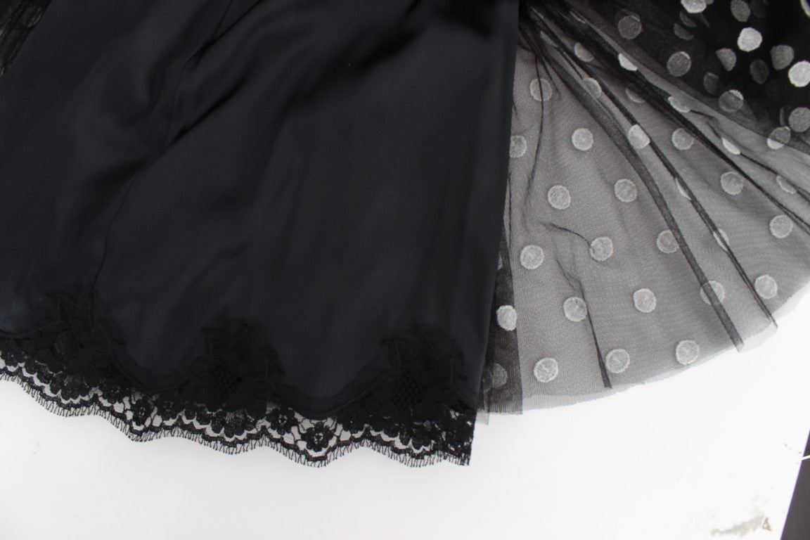 Dolce &amp; Gabbana Black White Polka Dotted Ruffled Dress