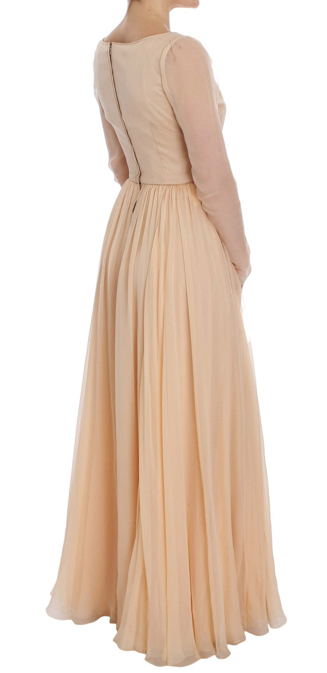 Dolce &amp; Gabbana Beige Ballkleid aus Seide in voller Länge