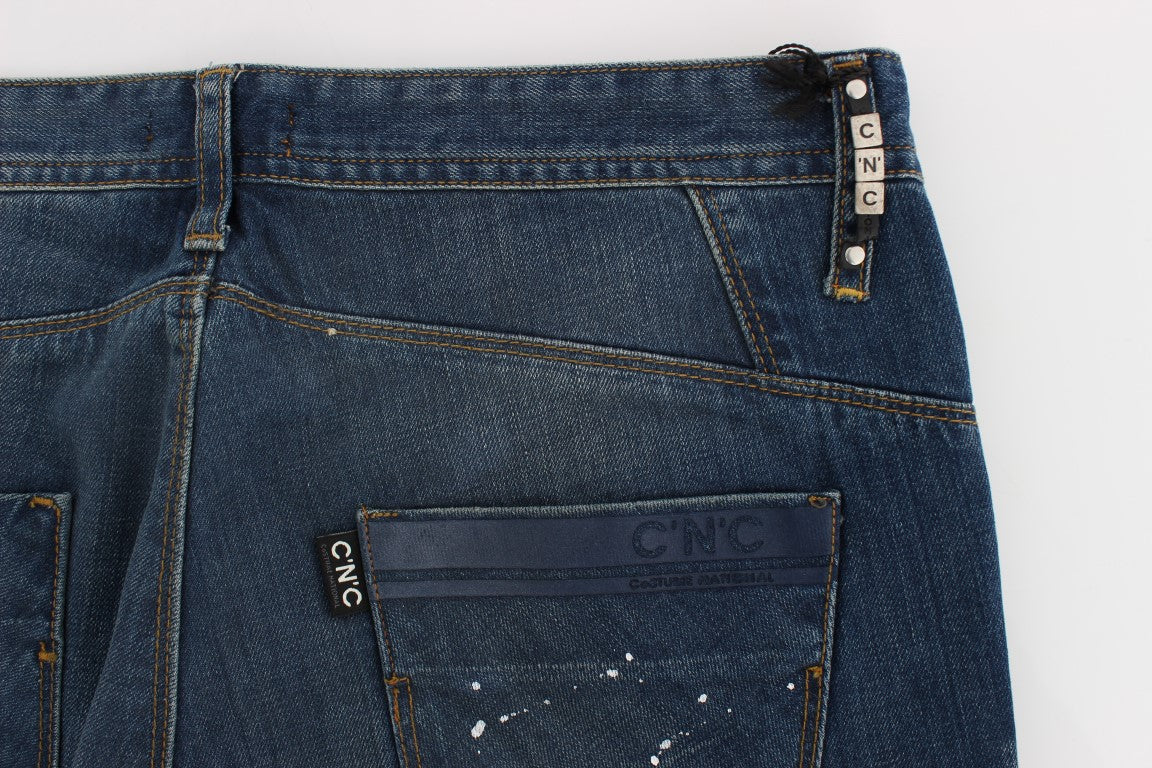 Slim-Fit-Hosenjeans von Costume National mit blauer Waschung und Farbe