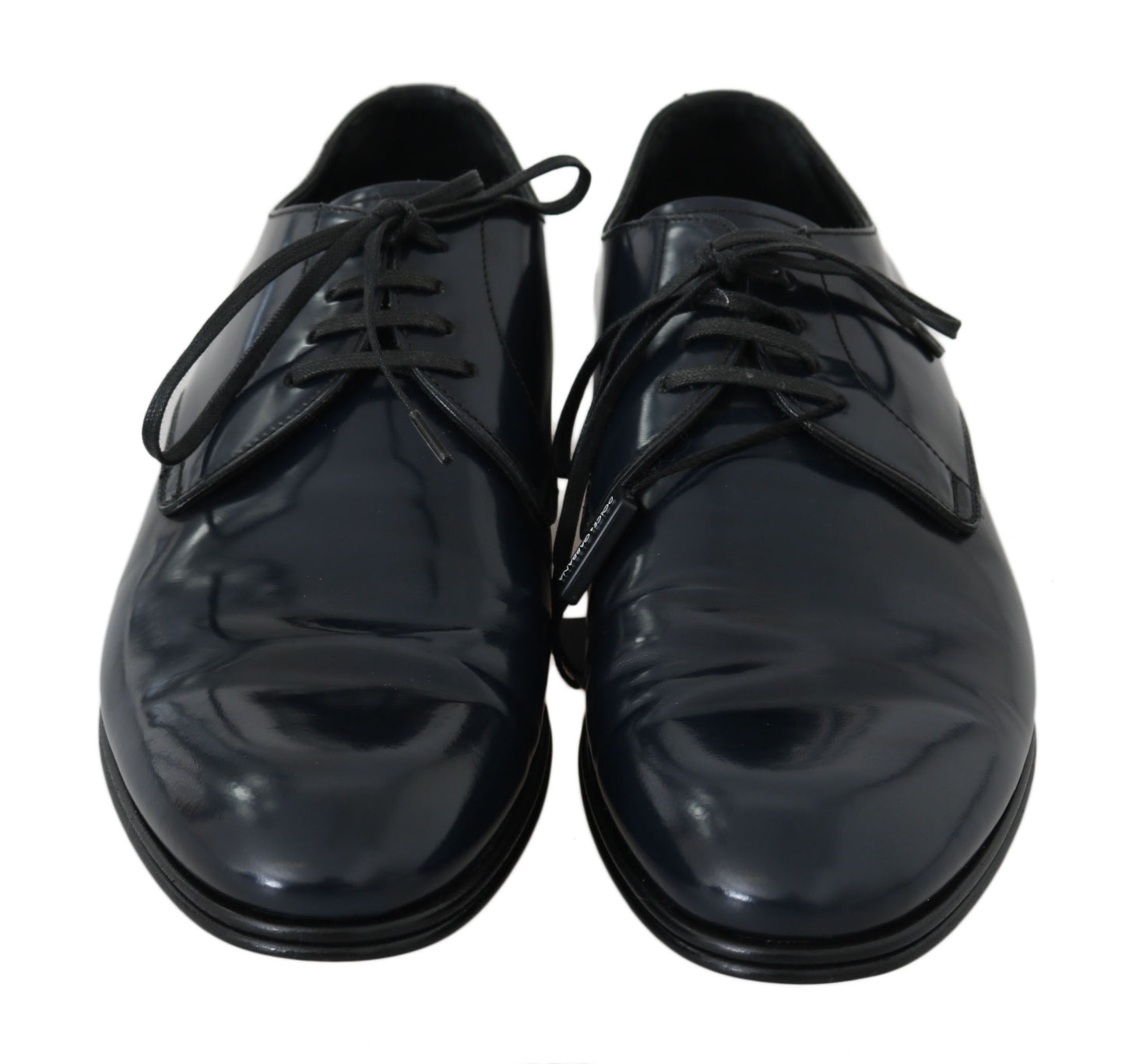 Dolce &amp; Gabbana Blue Leather Dress Derby Formal Mens Shoes