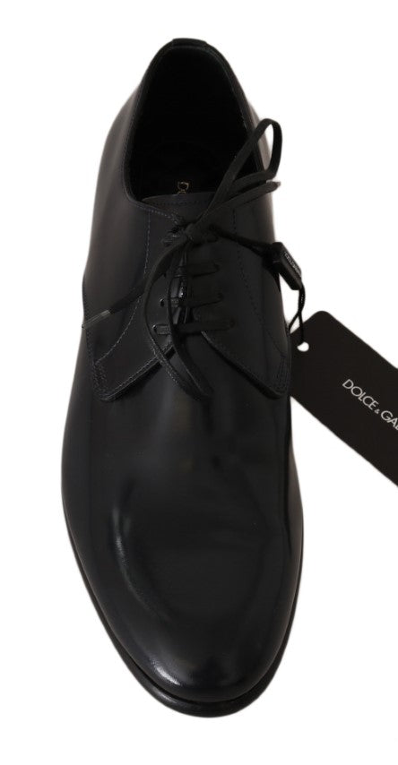 Dolce &amp; Gabbana Blue Leather Polished Dress Derby Shoes