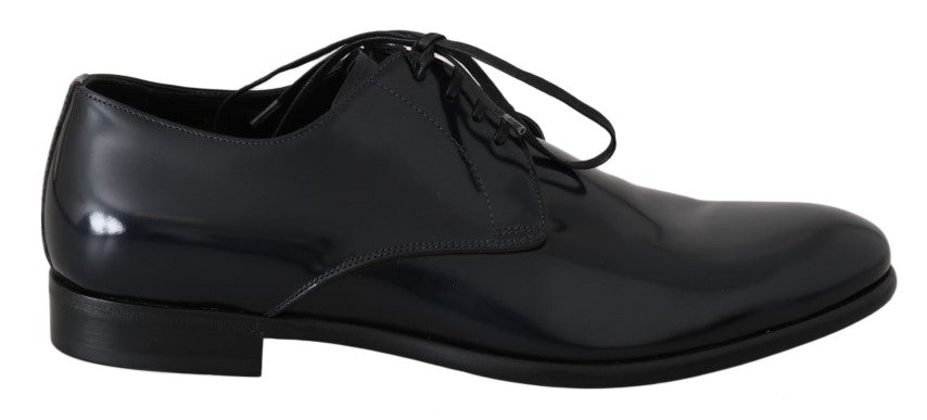 Dolce &amp; Gabbana Blue Leather Polished Dress Derby Shoes