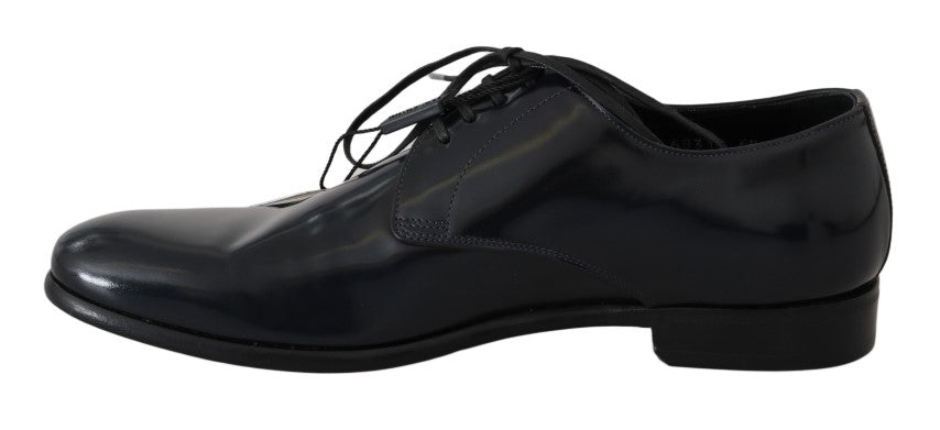 Dolce &amp; Gabbana Blue Leather Polished Dress Derby Shoes