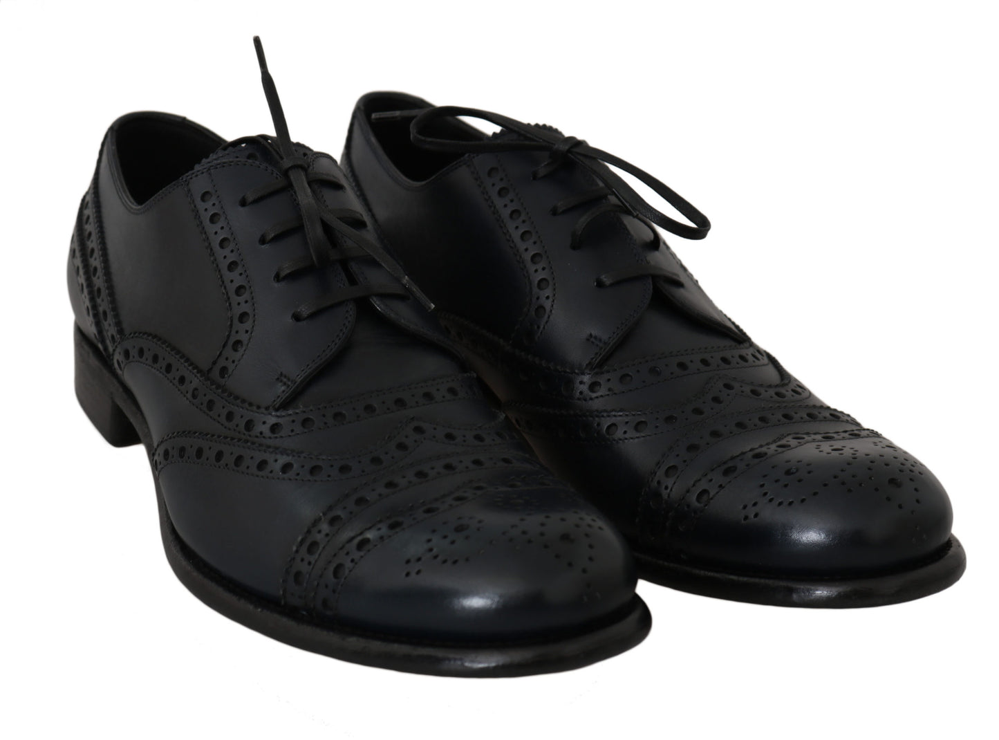 Dolce &amp; Gabbana Dark Blue Leather Wingtip Oxford Dress Shoes