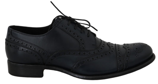 Dolce &amp; Gabbana Dark Blue Leather Wingtip Oxford Dress Shoes