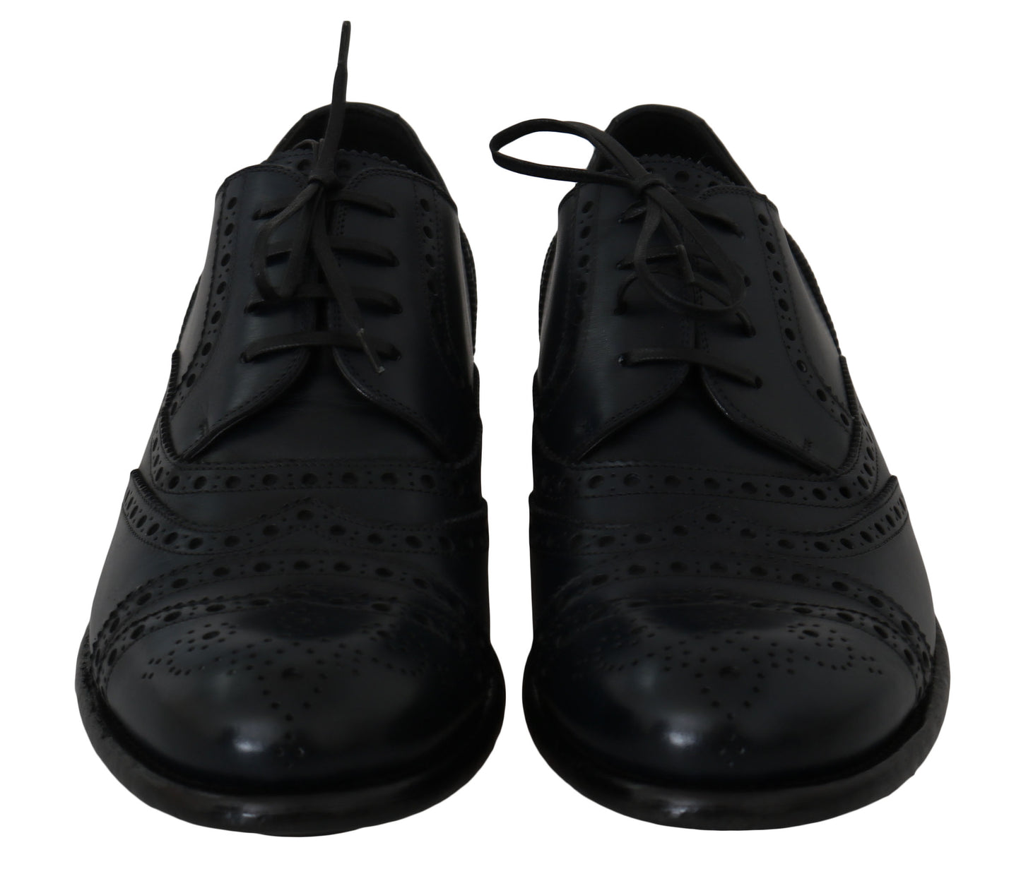 Dolce &amp; Gabbana Dunkelblaue Wingtip-Oxford-Kleiderschuhe aus Leder