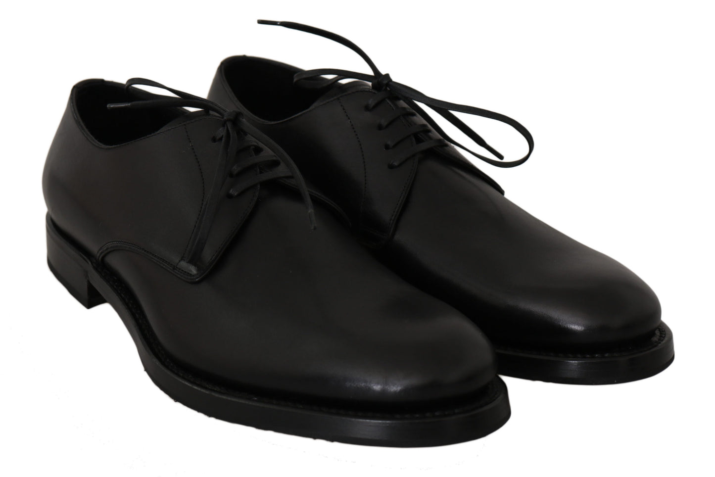 Dolce &amp; Gabbana Black Leather Derby Formal Dress Shoes