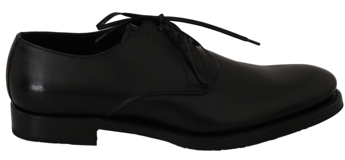 Dolce &amp; Gabbana Black Leather Derby Formal Dress Shoes