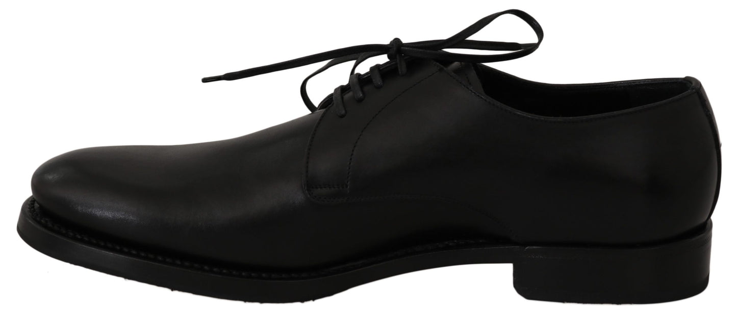 Dolce &amp; Gabbana Black Leather Derby Formal Dress Shoes