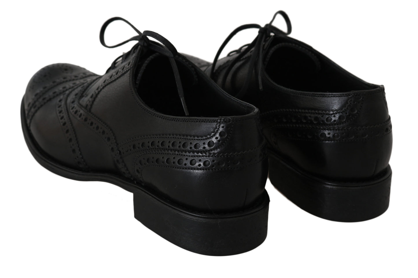 Dolce &amp; Gabbana Oxford-Schuhe aus schwarzem Leder mit Flügelspitze