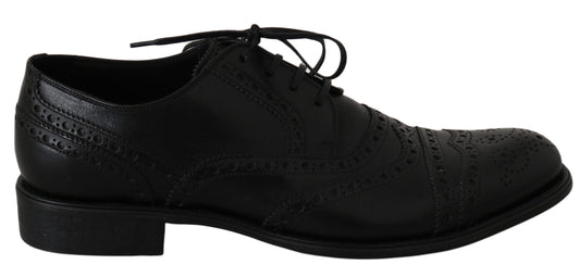 Dolce &amp; Gabbana Black Leather Wingtip Oxford Dress Shoes