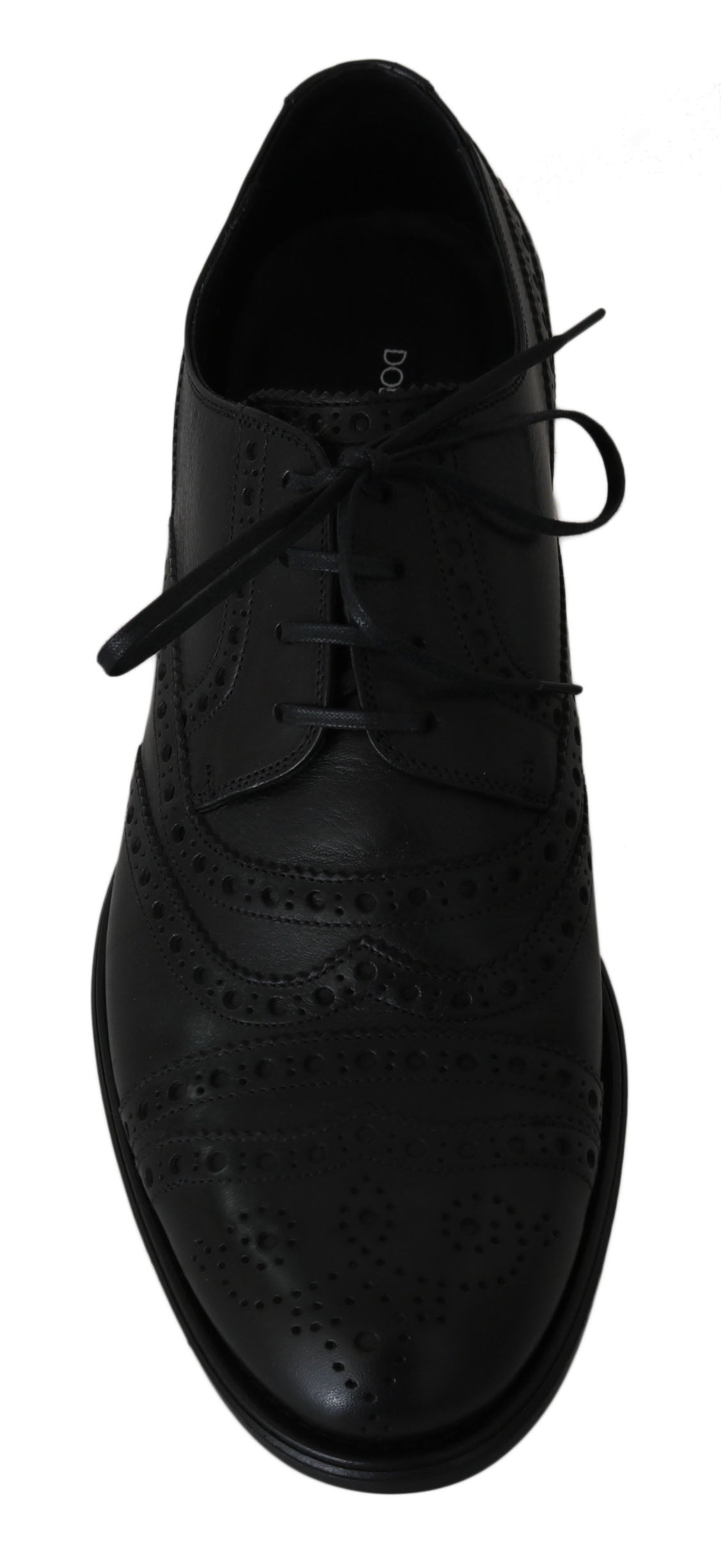 Dolce &amp; Gabbana Oxford-Schuhe aus schwarzem Leder mit Flügelspitze