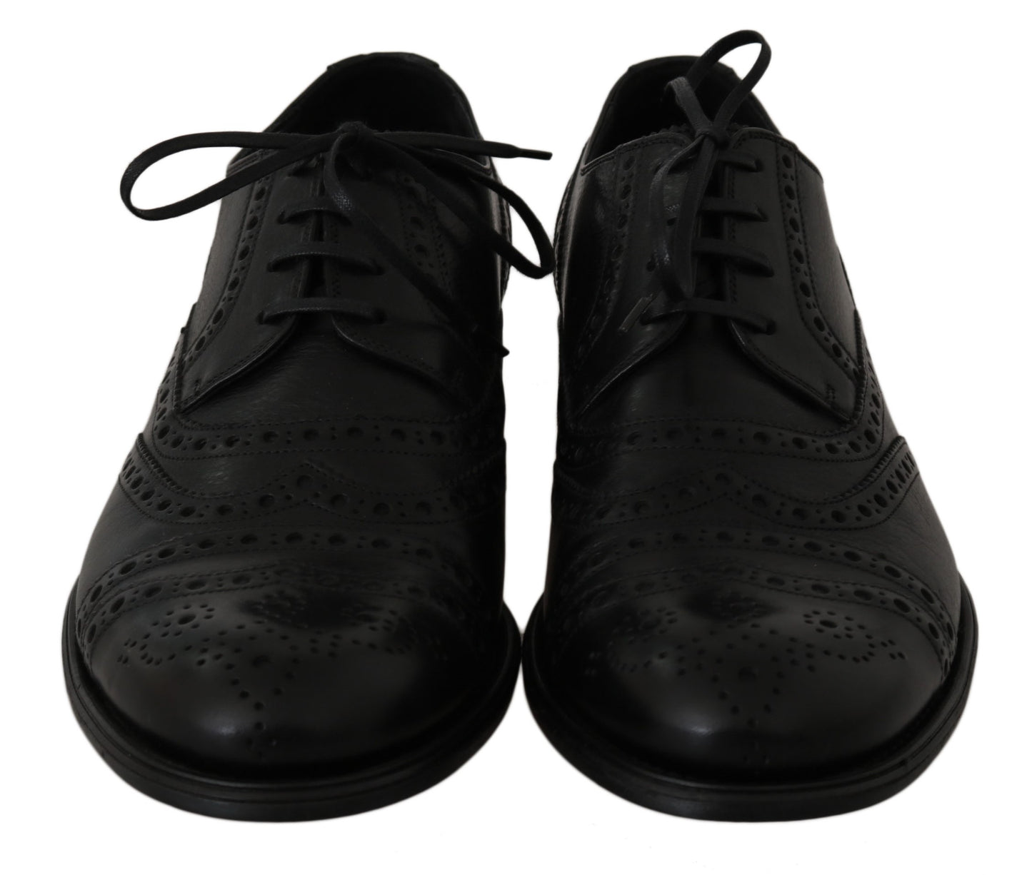 Dolce &amp; Gabbana Oxford-Schuhe aus schwarzem Leder mit Flügelspitze