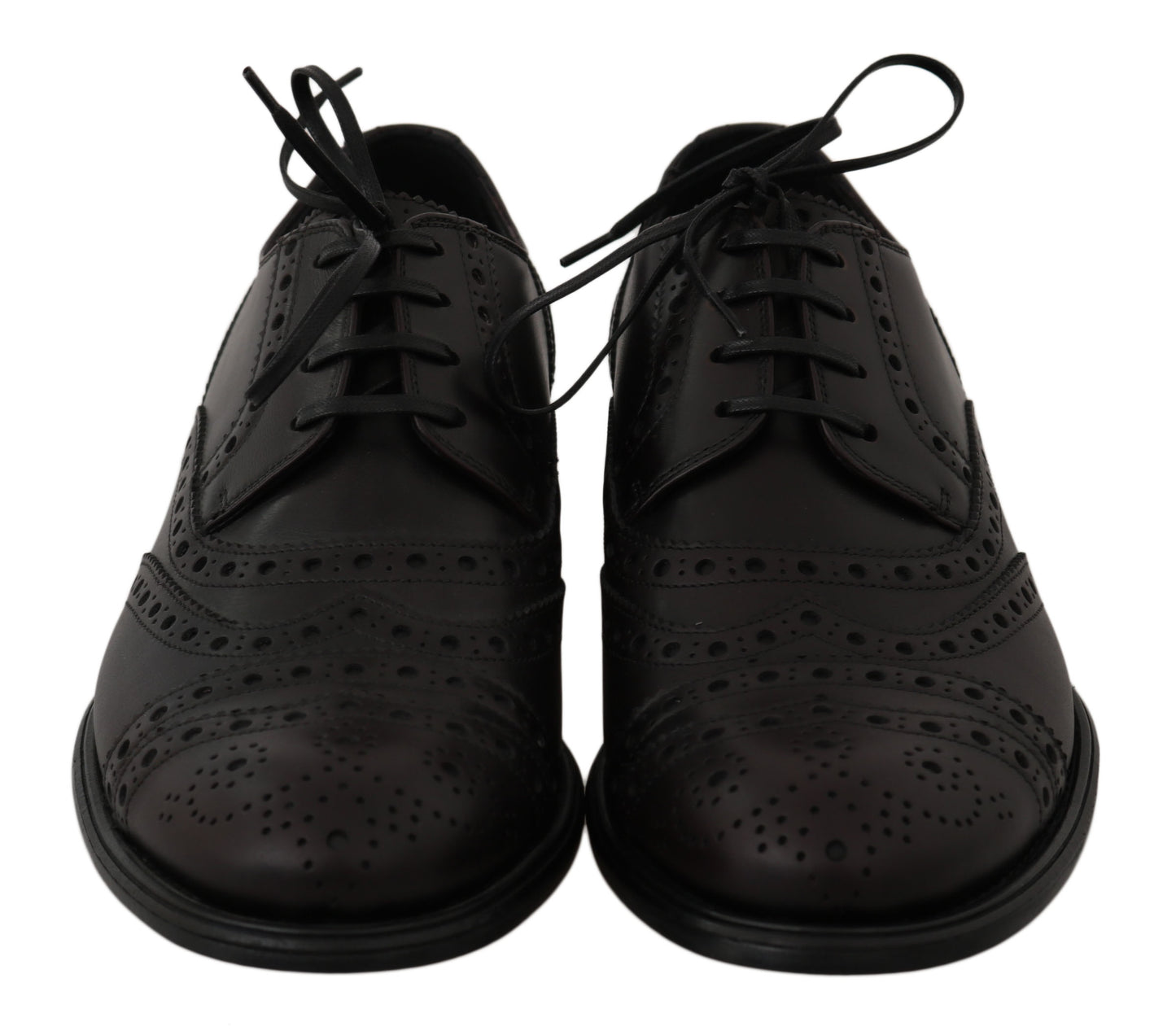 Dolce &amp; Gabbana Oxford-Schuhe aus schwarzem Leder mit Flügelspitze