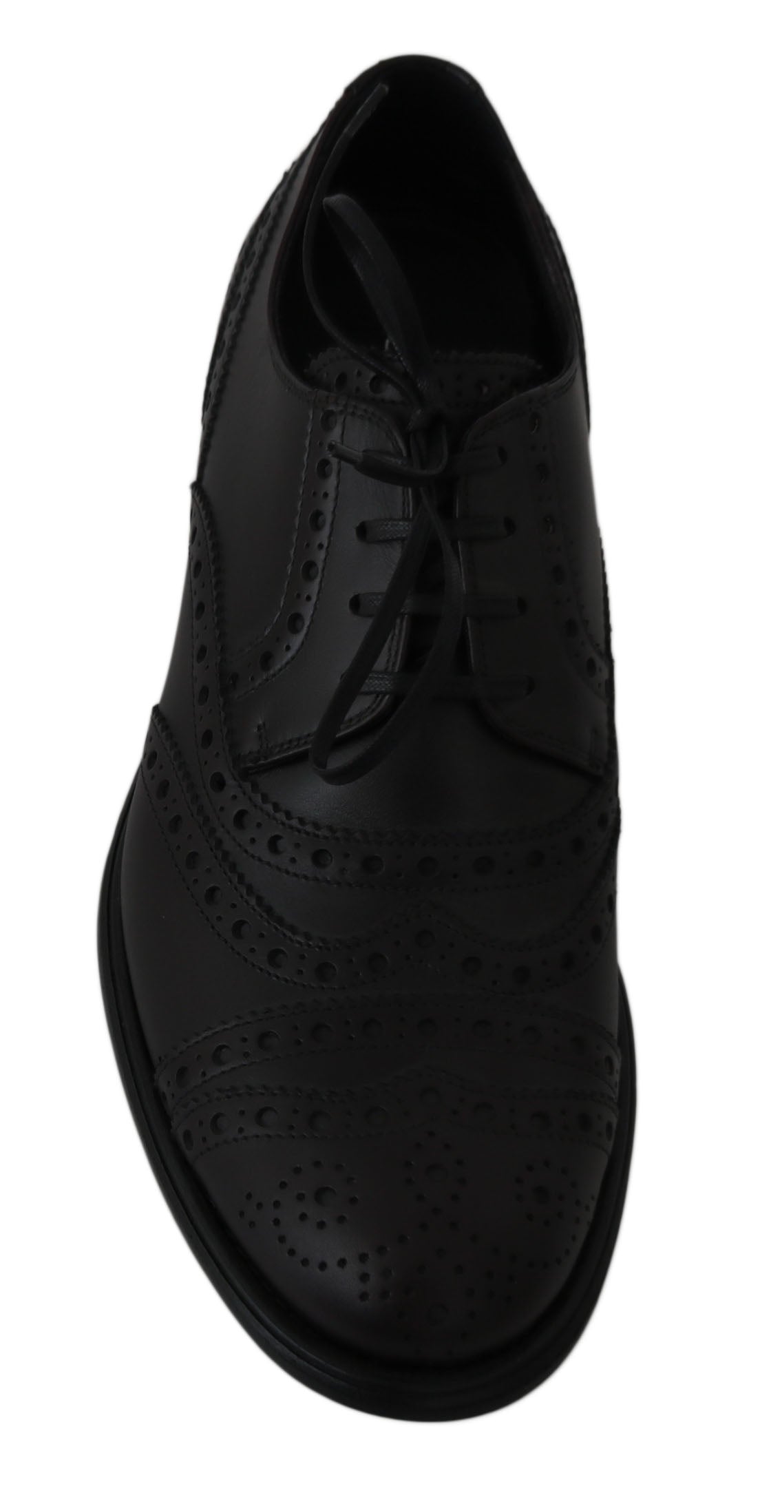 Dolce &amp; Gabbana Black Leather Wingtip Oxford Dress Shoes