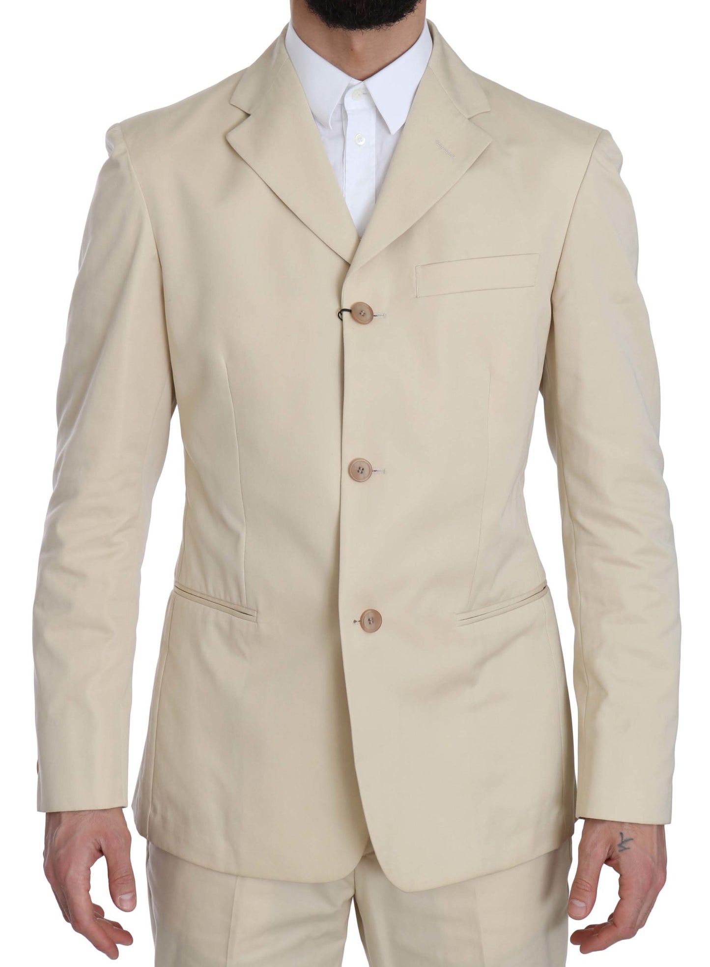 Romeo Gigli Beige Two-Piece Suit with Classic Elegance