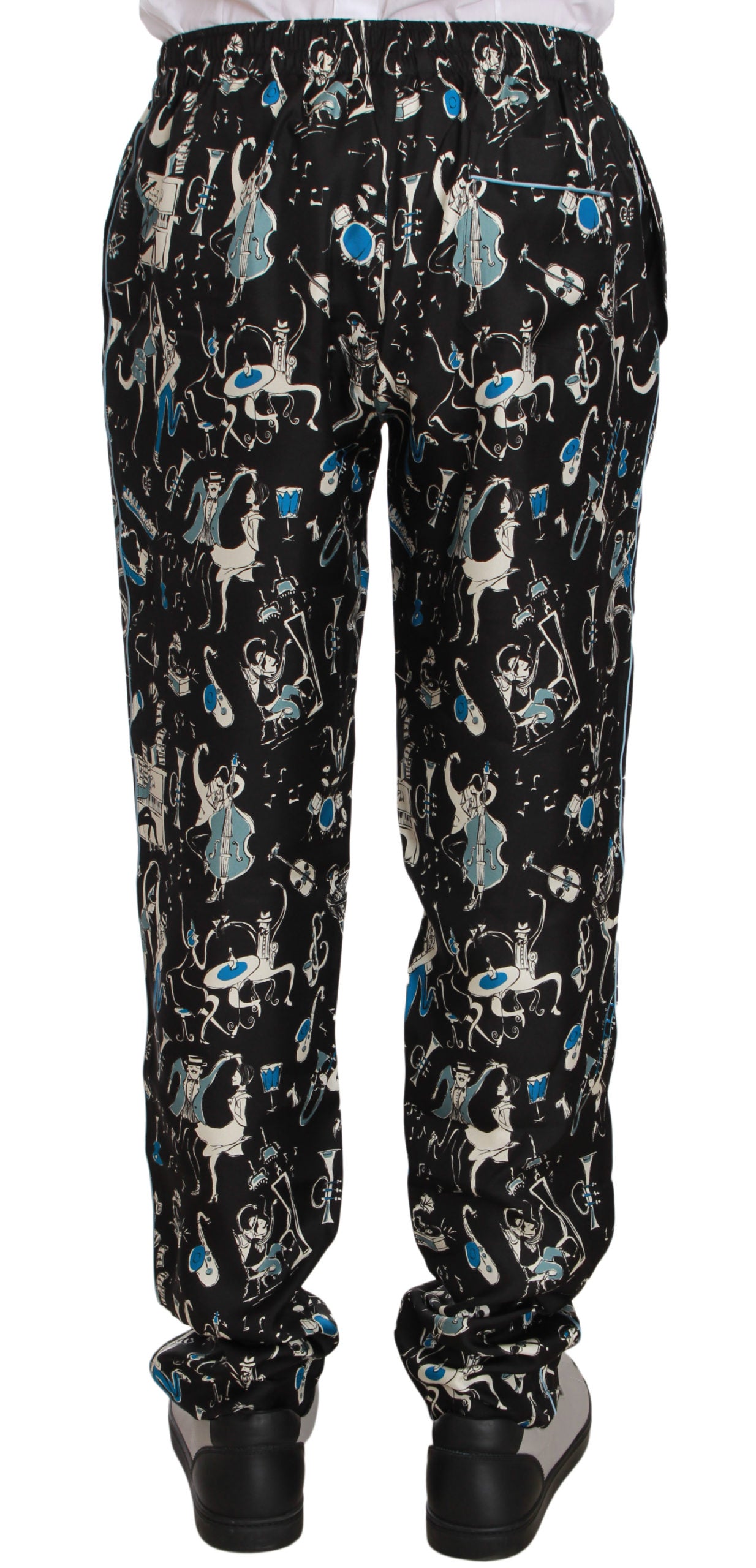 Dolce &amp; Gabbana Black Musical Instrument Pantulog Pants