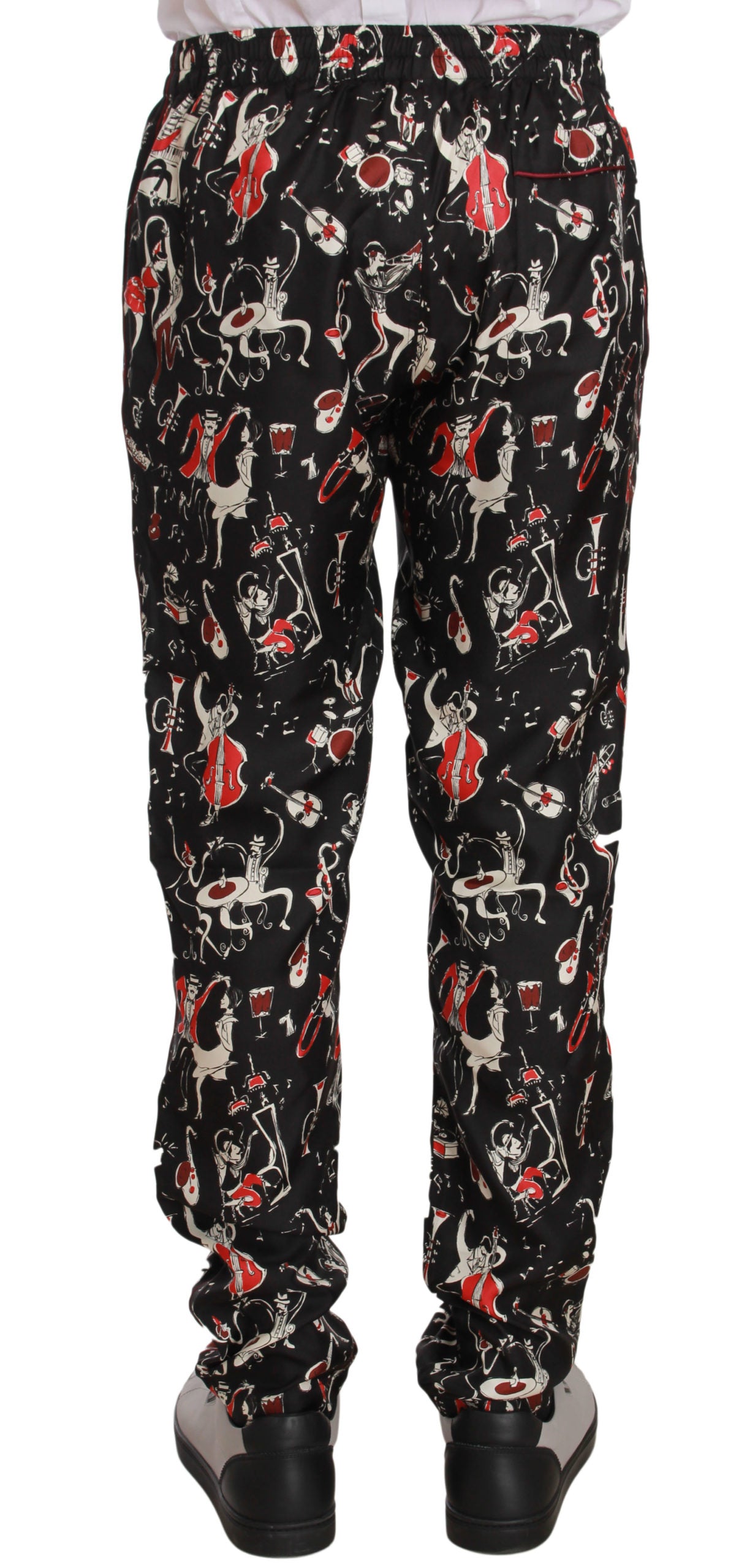 Dolce &amp; Gabbana Red Musical Instrument Print Sleepwear Pants