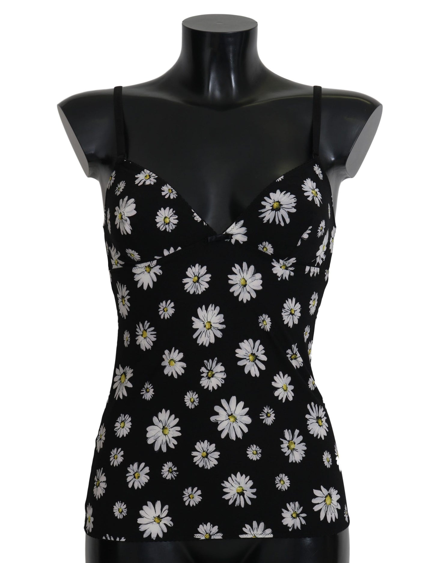 Dolce &amp; Gabbana Black Daisy Print Dress Lingerie Chemisole