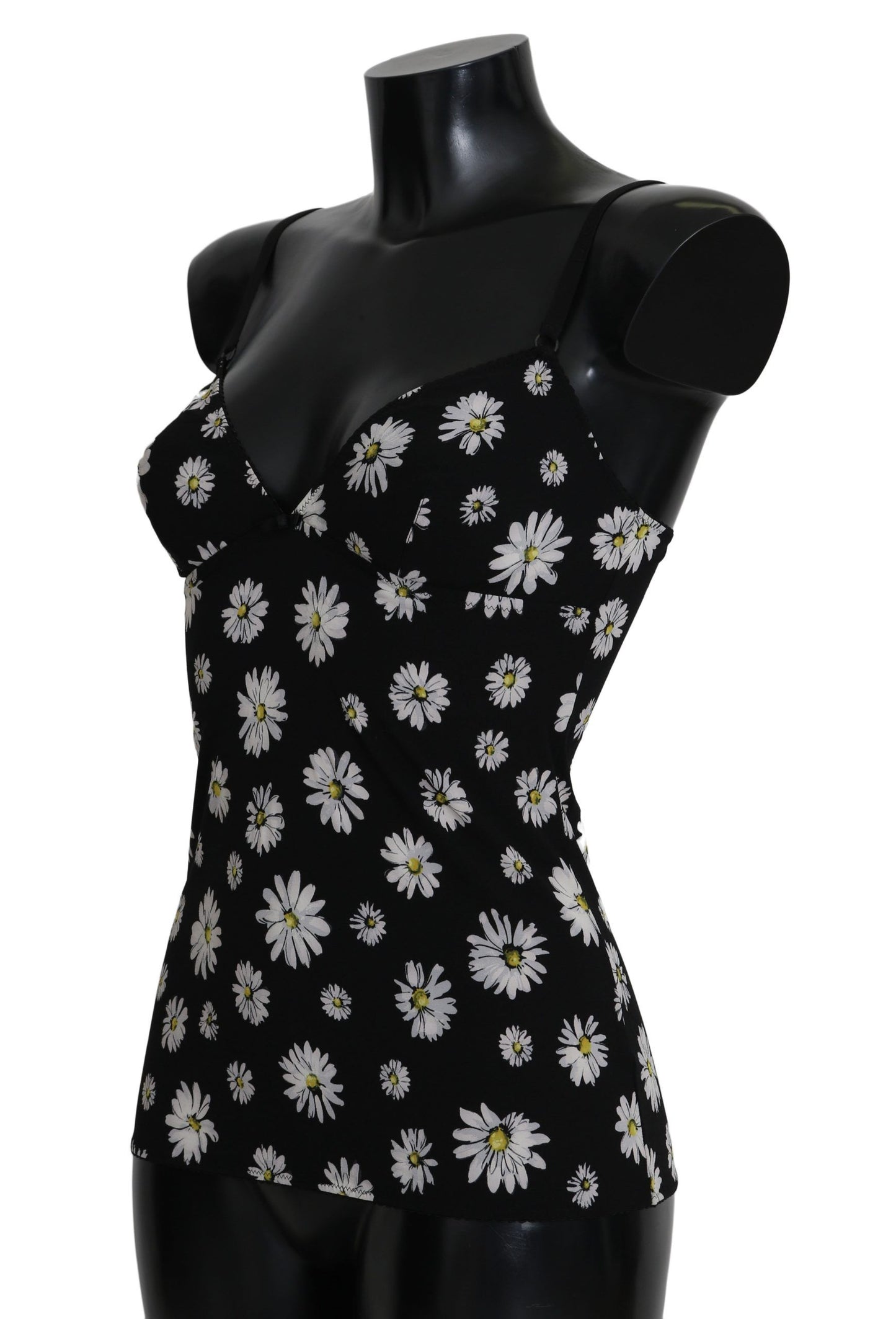 Dolce &amp; Gabbana Black Daisy Print Dress Lingerie Chemisole