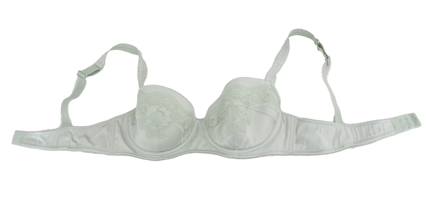 Dolce &amp; Gabbana Green Balconcino Bra Floral Lace Underwear