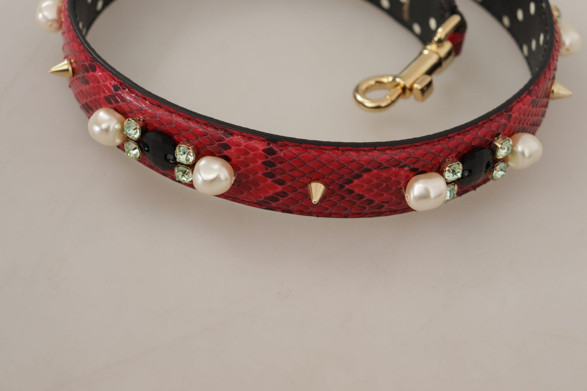 Dolce & Gabbana Elegant Red Python Leather Shoulder Strap, , Dolce & Gabbana Dolce & Gabbana, Leather Accessories - Women - Bags, Material: 100% Python Leather, new-with-tags, Red -   Murillo Merchandise