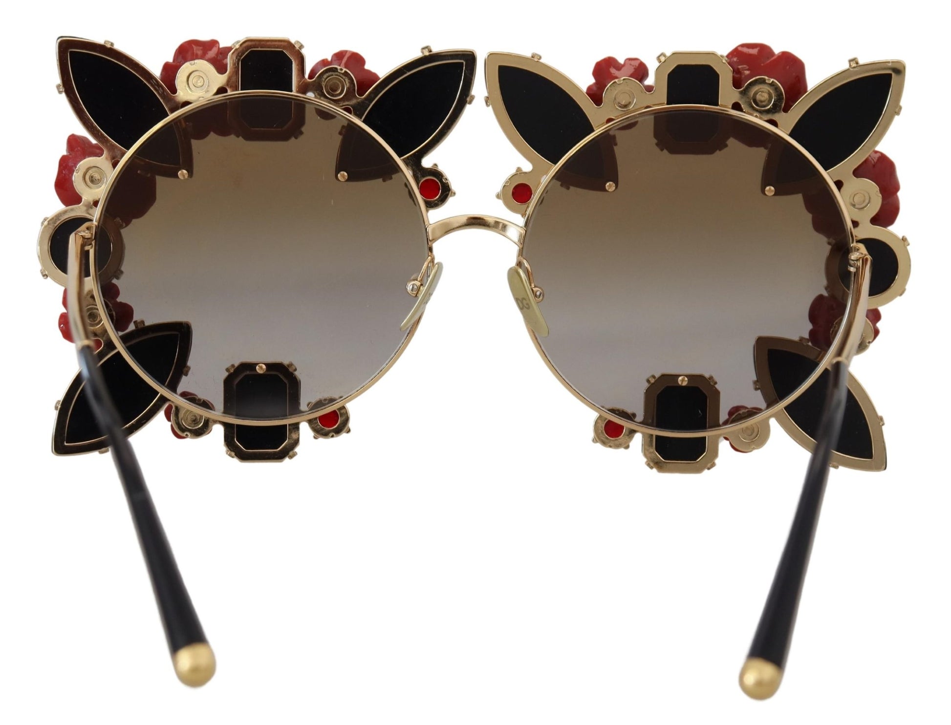 Dolce & Gabbana Elegant Round Rose-Embellished Sunglasses, , Dolce & Gabbana Dolce & Gabbana, Material: 100% Metal, new-with-tags, Sunglasses for Women - Sunglasses -   Murillo Merchandise