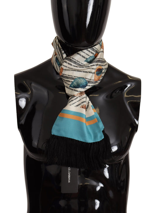 Dolce & Gabbana Multicolor Silk Seashell Printed Scarf, , Dolce & Gabbana Dolce & Gabbana, Material: 100% Silk, new-with-tags, Scarves - Men - Accessories -   Murillo Merchandise