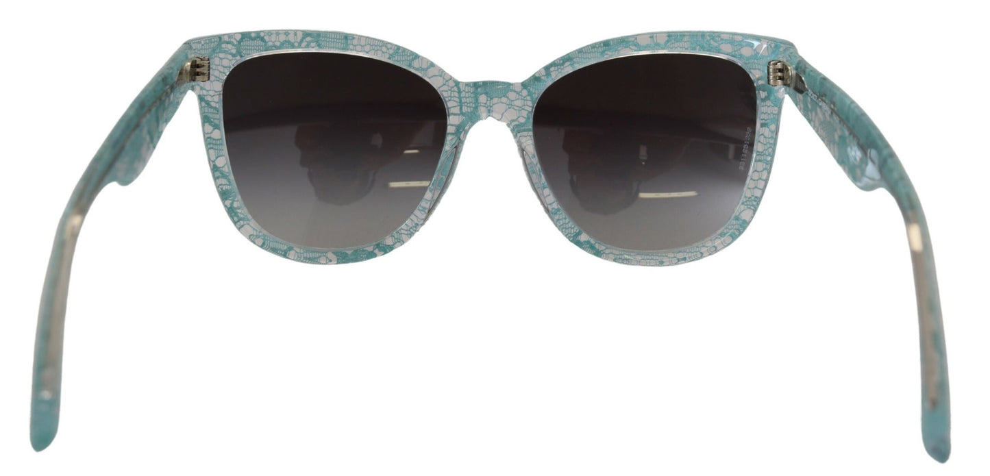 Dolce & Gabbana Elegant Blue Lace Detail Sunglasses, , Dolce & Gabbana Dolce & Gabbana, Material: 100% Acetate, new-with-tags, Sunglasses for Women - Sunglasses -   Murillo Merchandise