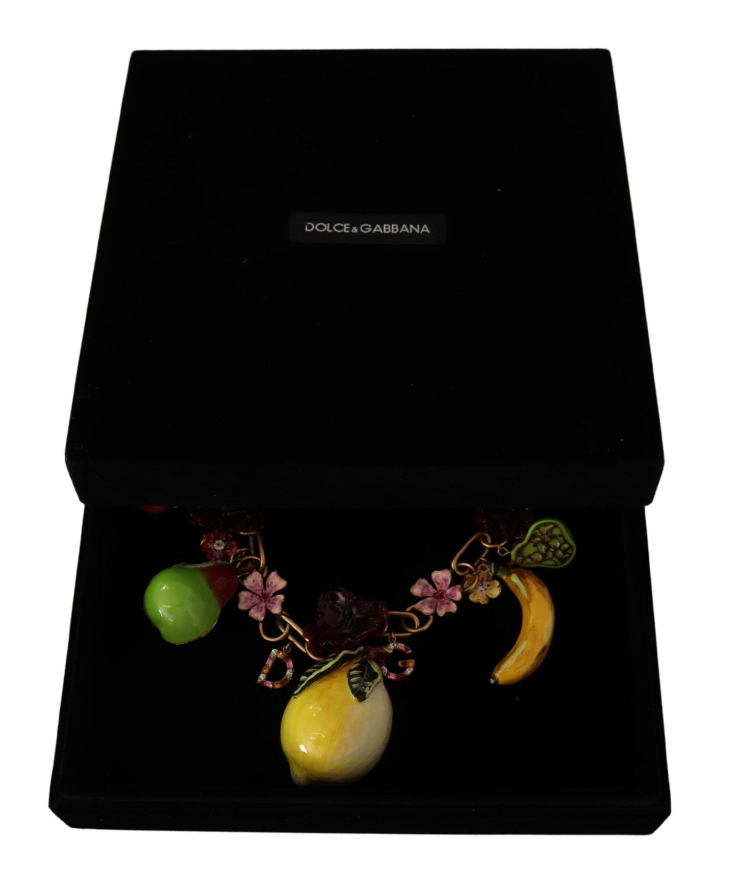 Dolce & Gabbana Chic Gold Statement Sicily Fruit Necklace, , Dolce & Gabbana 10% Glass, 15% PVC, 25% Resin, Dolce & Gabbana, Gold, Material: 50% Brass, Necklaces - Women - Jewelry, new-with-tags -   Murillo Merchandise