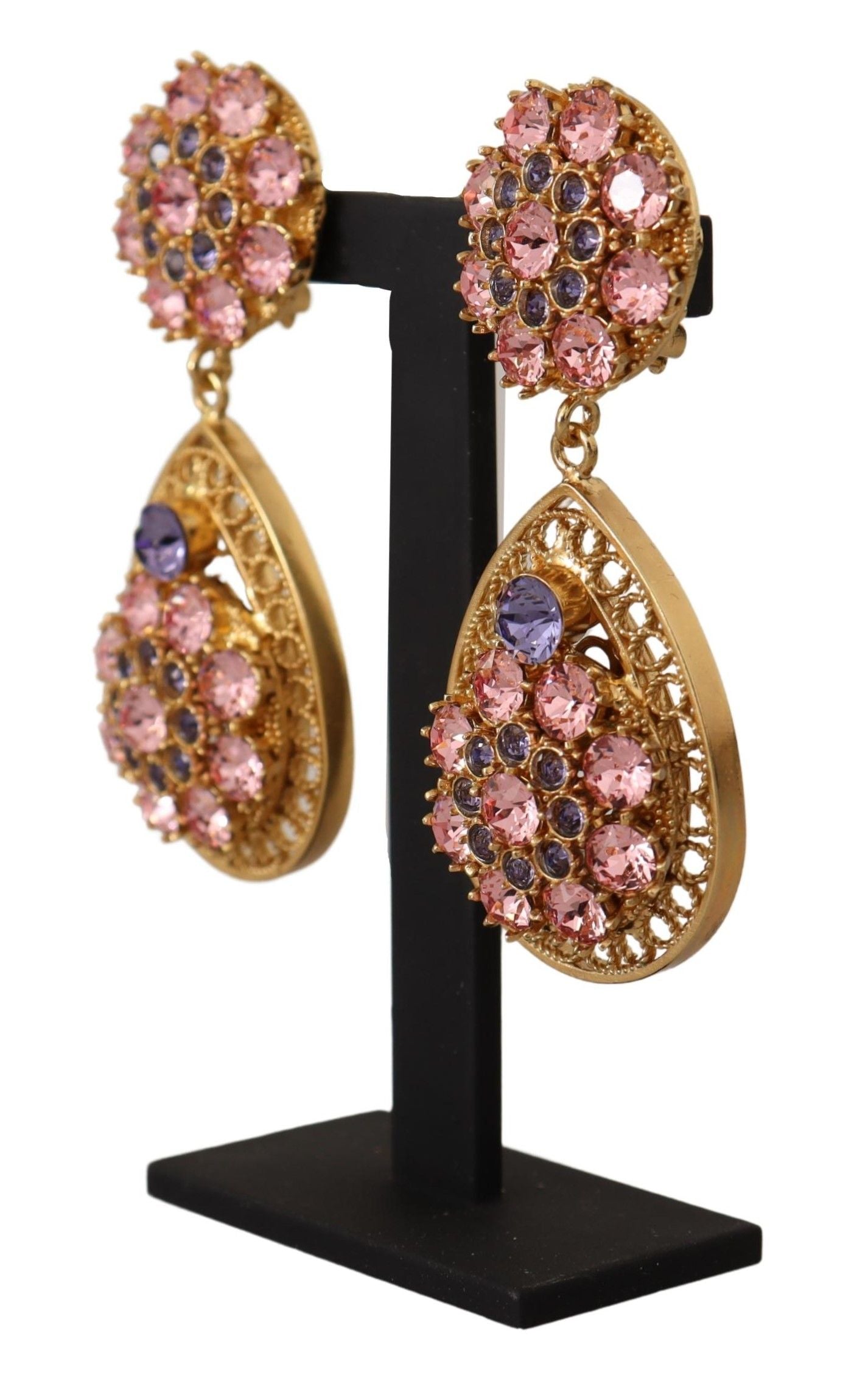 Dolce & Gabbana Baroque Multicolor Crystal Dangle Earrings, , Dolce & Gabbana 30% Glass, Dolce & Gabbana, Earrings - Women - Jewelry, Gold, Material: 70% Brass, new-with-tags -   Murillo Merchandise