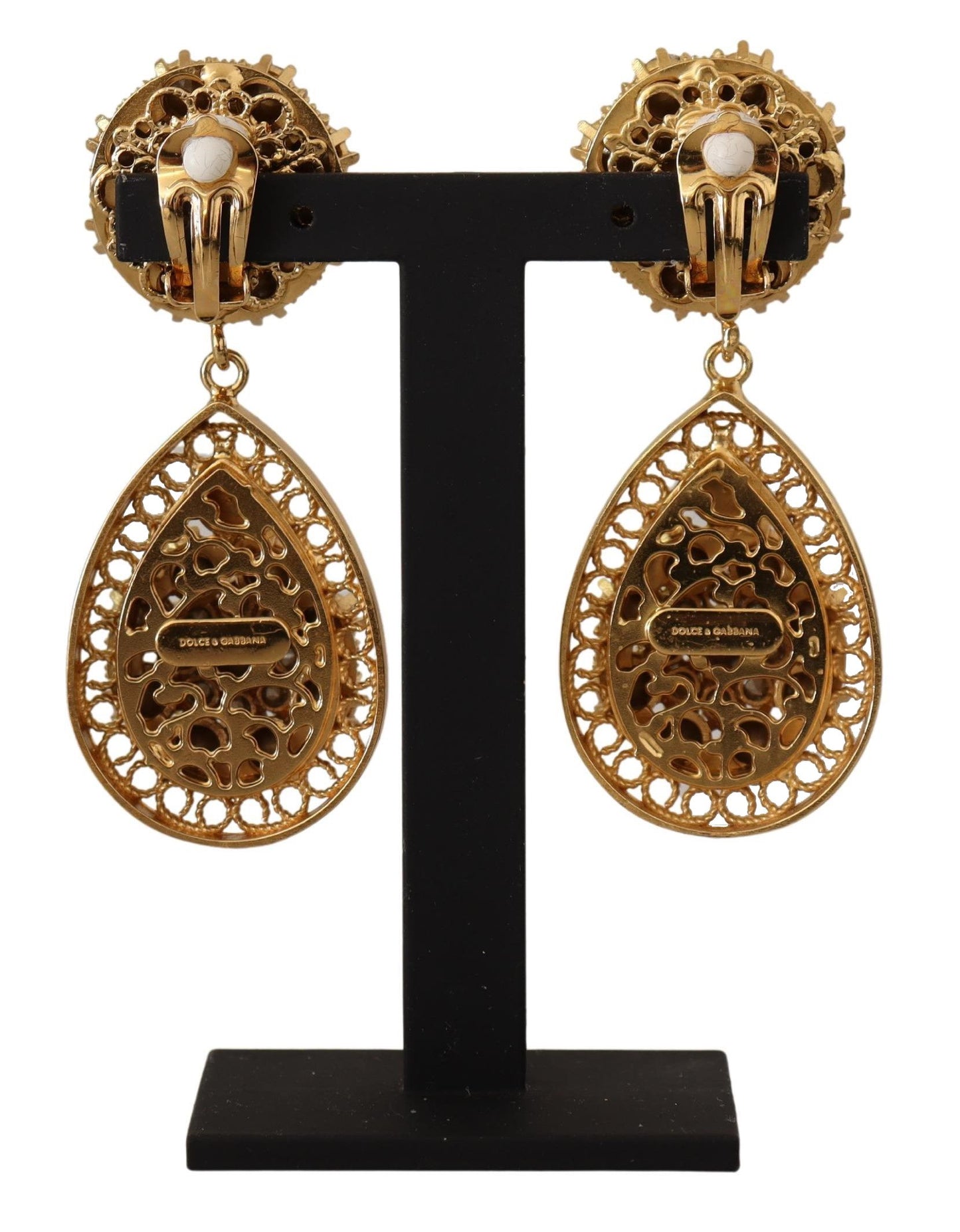 Dolce & Gabbana Baroque Multicolor Crystal Dangle Earrings, , Dolce & Gabbana 30% Glass, Dolce & Gabbana, Earrings - Women - Jewelry, Gold, Material: 70% Brass, new-with-tags -   Murillo Merchandise