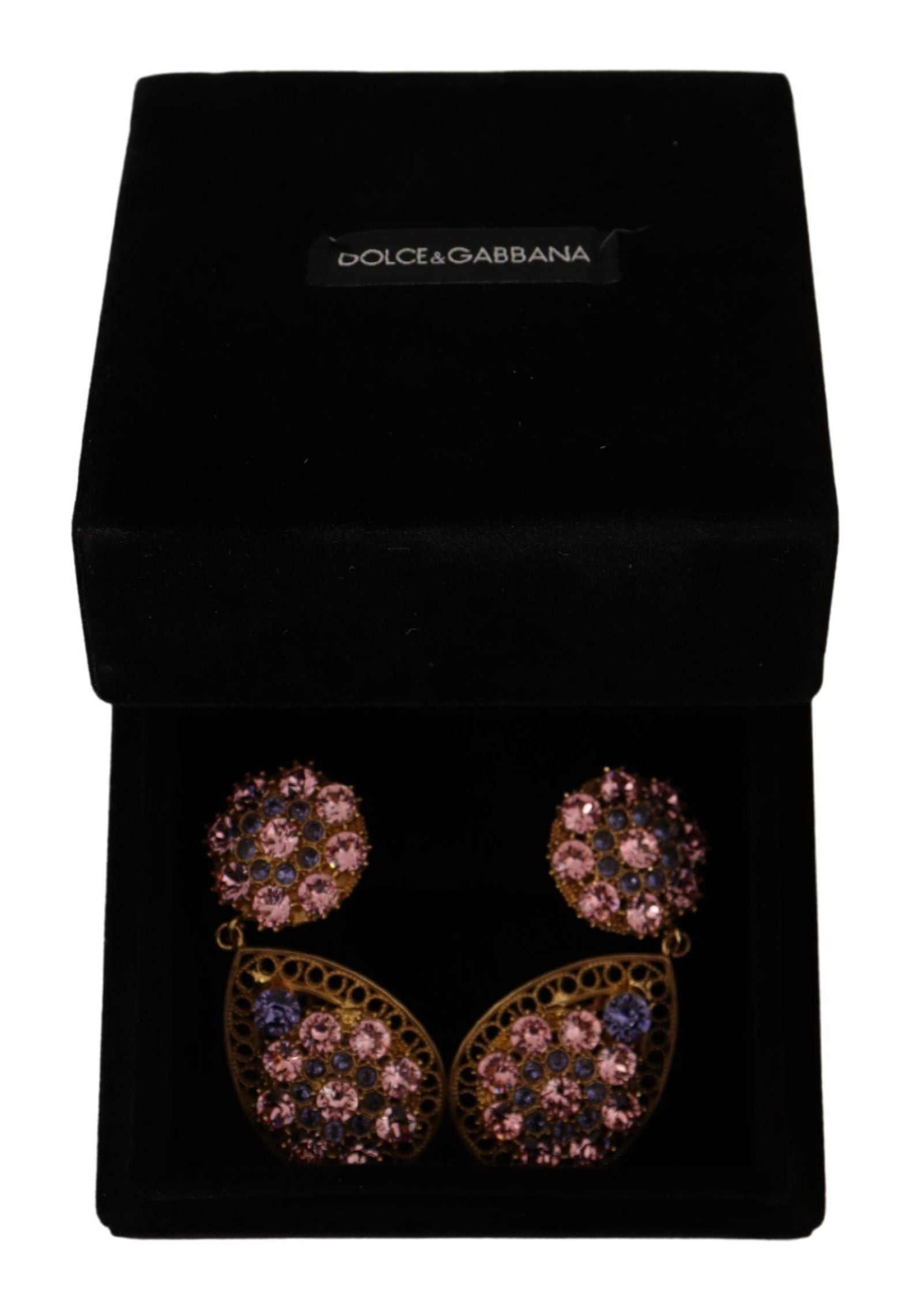 Dolce & Gabbana Baroque Multicolor Crystal Dangle Earrings, , Dolce & Gabbana 30% Glass, Dolce & Gabbana, Earrings - Women - Jewelry, Gold, Material: 70% Brass, new-with-tags -   Murillo Merchandise