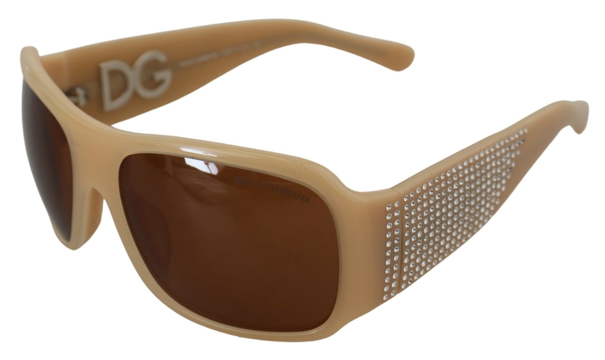 Dolce & Gabbana Elegant Cream Swarovski Sunglasses, , Dolce & Gabbana Dolce & Gabbana, Material: 100% Polycarbonate, new-with-tags, Sunglasses for Women - Sunglasses -   Murillo Merchandise