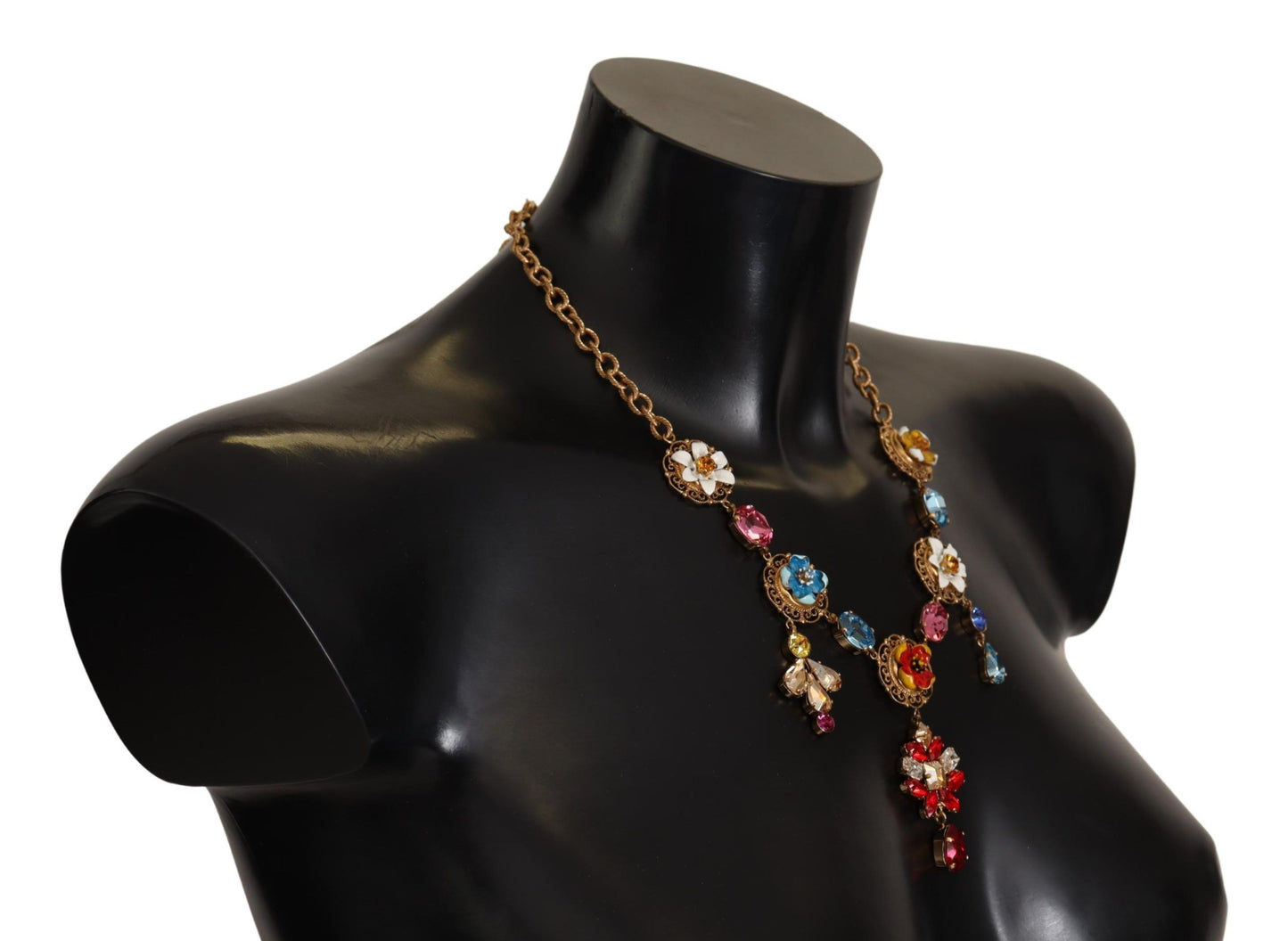 Dolce & Gabbana Elegant Floral Statement Necklace, , Dolce & Gabbana 70% Brass, Dolce & Gabbana, Gold, Material: 30% Crystal, Necklaces - Women - Jewelry, new-with-tags -   Murillo Merchandise