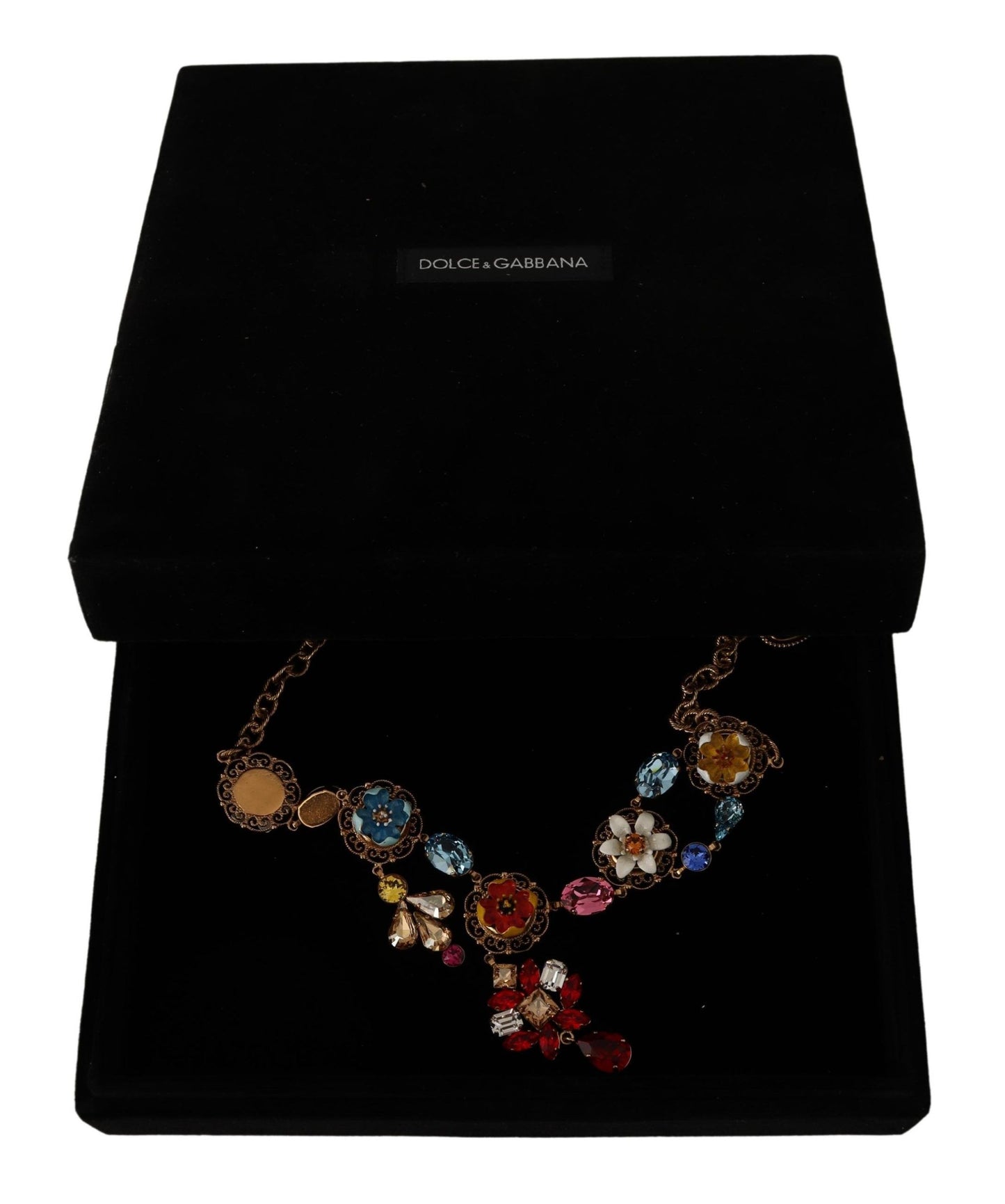 Dolce & Gabbana Elegant Floral Statement Necklace, , Dolce & Gabbana 70% Brass, Dolce & Gabbana, Gold, Material: 30% Crystal, Necklaces - Women - Jewelry, new-with-tags -   Murillo Merchandise